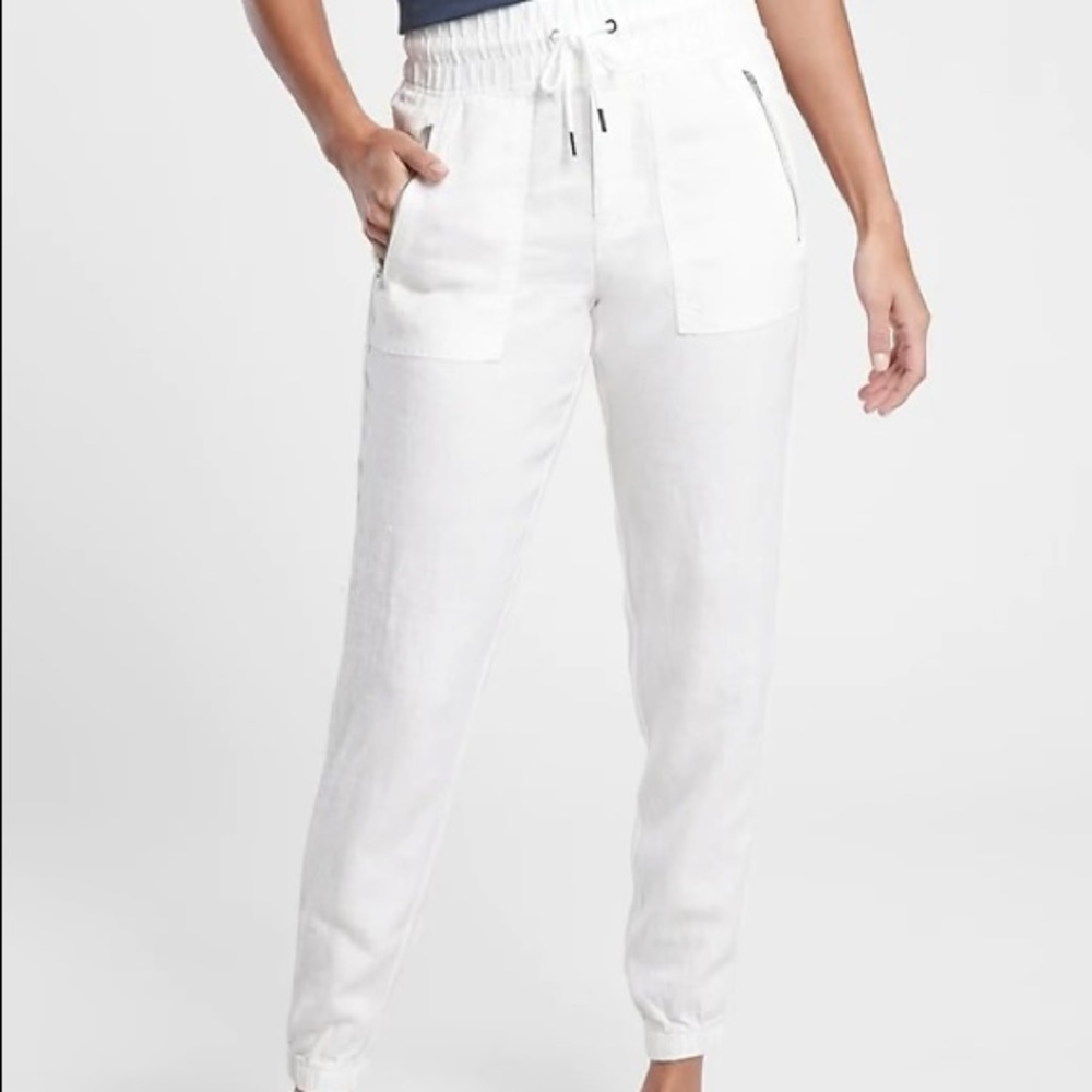 Athlete Cabo White Linen Joggers / worn 4-5x